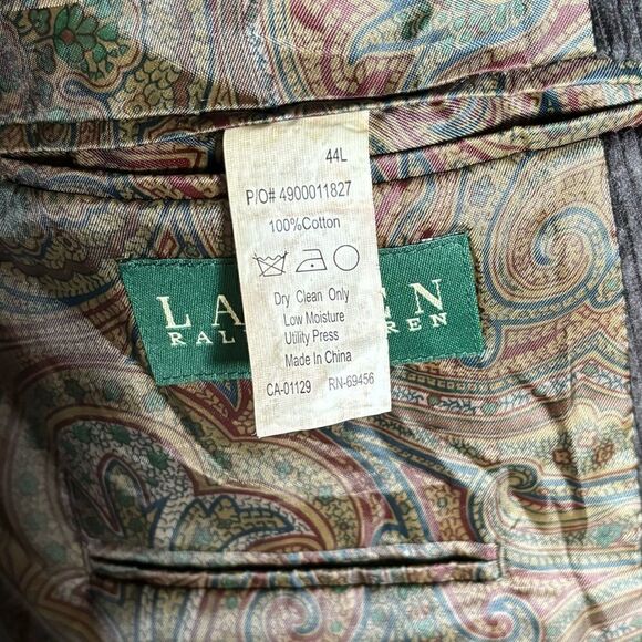 Ralph Lauren Corduroy Velvet Brown Jacket Size 44L - Picture 6 of 9